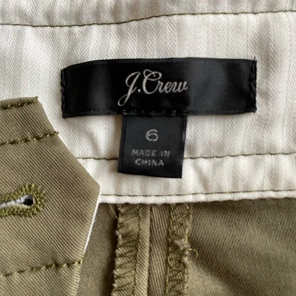 J. Crew Wide Leg Cotton Blend Dark Olive Green Trousers Size 6 - Picture 3 of 10